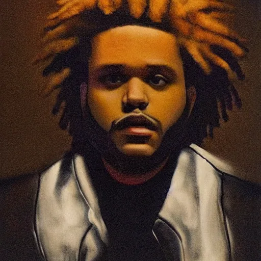 Prompt: the weeknd einstein portrait