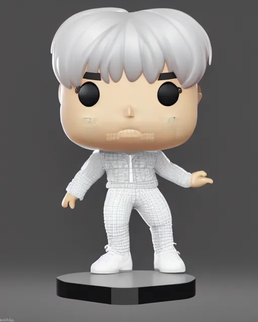 Image similar to full body 3d render of Jimin of BTS as a funko pop, studio lighting, white background, blender, trending on artstation, 8k, highly detailed , intricate details