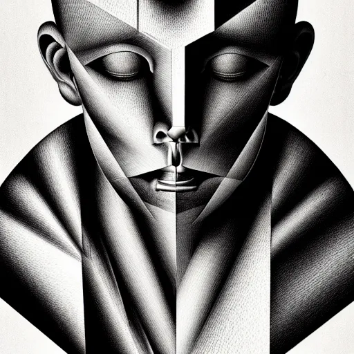 Image similar to airbrush and isograph polish poster conceptual figurative post - morden monumental portrait made by escher and giger, highly conceptual figurative art, intricate detailed illustration, illustration sharp geometrical detail, vector sharp graphic, controversial poster art, polish poster art