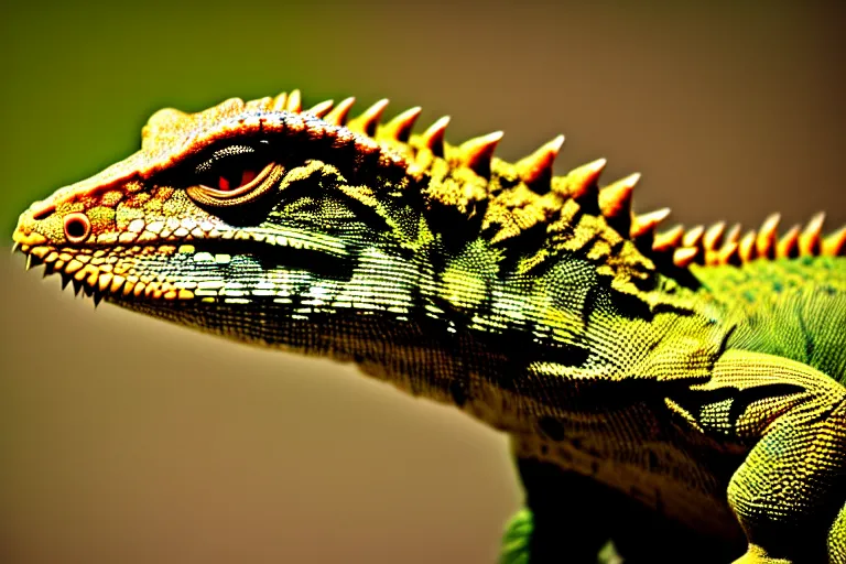 Prompt: angry lizard looks into the lens, professional shooting, nation geographic style, many details, high quality, 8 k