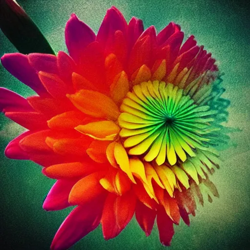 Image similar to “a rainbow coming out of a flower”