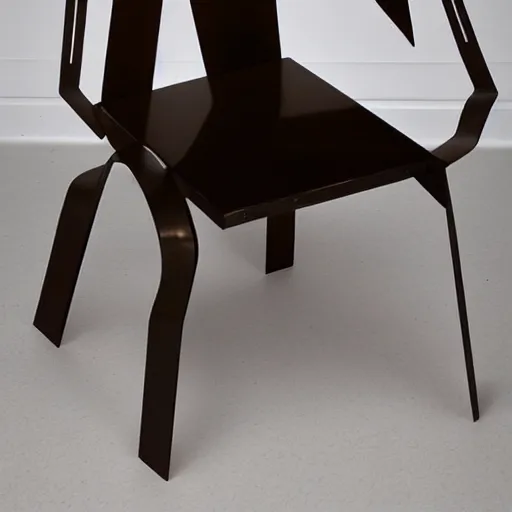 Image similar to blocks, angular by bill ward jade sculpture. a kinetic sculpture of a metal chair with a seatbelt attached to it. the chair is placed in the center of a room & the seatbelt is used to strap a person into the chair. the person is then unable to move & at the mercy of the chair.