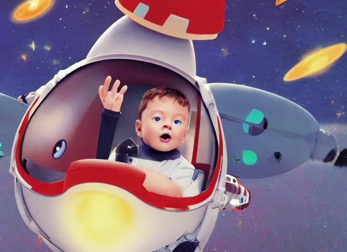 Image similar to elon musk as a toddler playing wirh his space rockets on a fluffy carpet, pixar, cinematic lighting