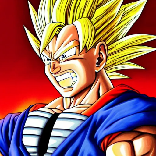 Prompt: ultra realistic portrait painting of joe biden as super saiyan goku, art by akira toriyama, 4 k, dragon ball artstyle, cel shaded, highly detailed, epic lighting