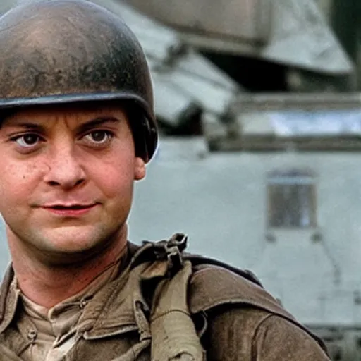 Prompt: Tobey Maguire starring in Saving Private Ryan