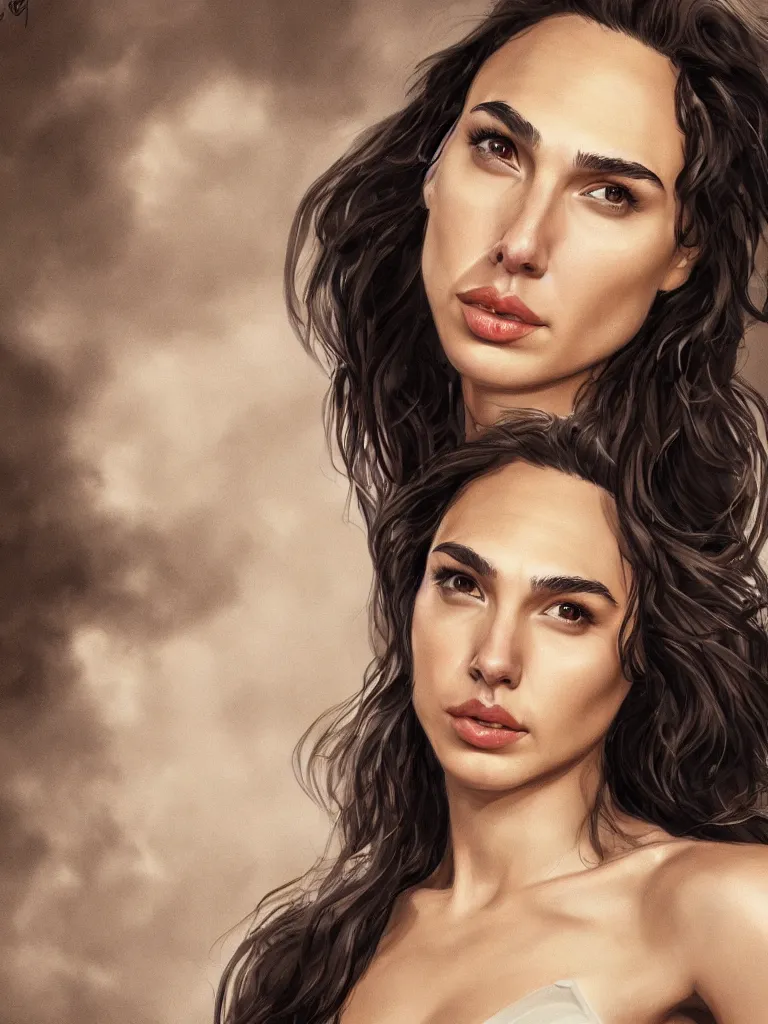 Image similar to a beautiful portrait of gal gadot by Karmen loh and, detailed, proportional, trending on art station, 4k