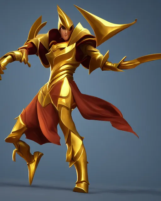 Image similar to stylistic render of Azir League of Legends epic dynamic pose