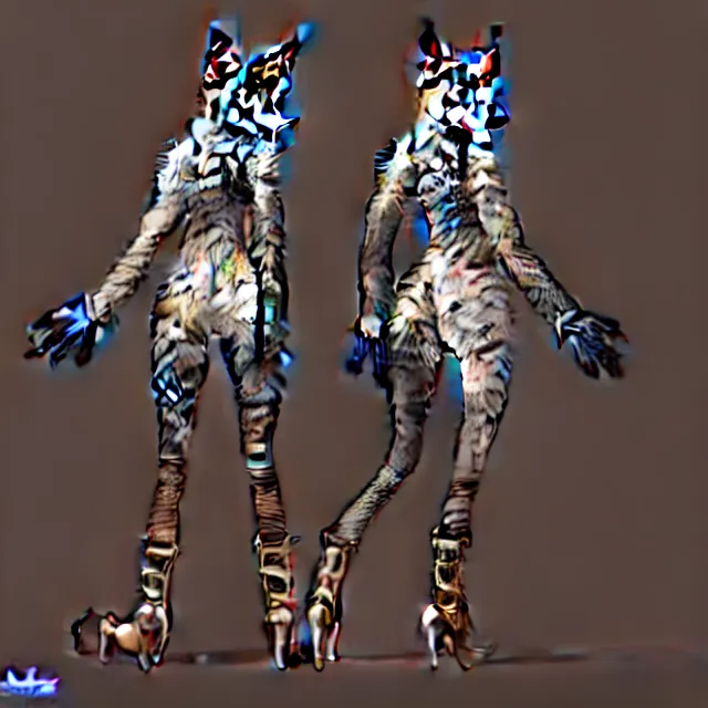 Image similar to the full body of anthropomorphic lynx fursona from behind wearing a steampunk suit as unimaginably beautiful, gorgeous, elegant, young woman with lynx head, an ultrafine hyperdetailed illustration by furaffinity, intricate linework, white fur, unreal engine 5 highly rendered, global illumination, radiant light, detailed and intricate environment