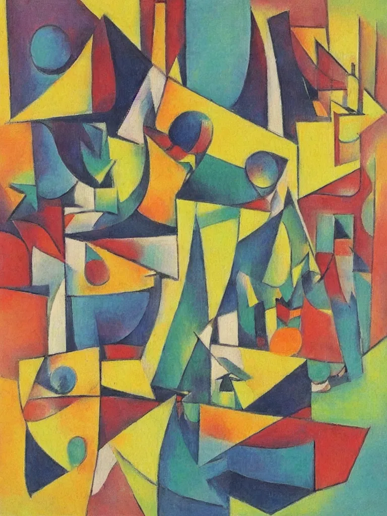 Image similar to a cubism painting by emilio pettoruti, pastel colors,