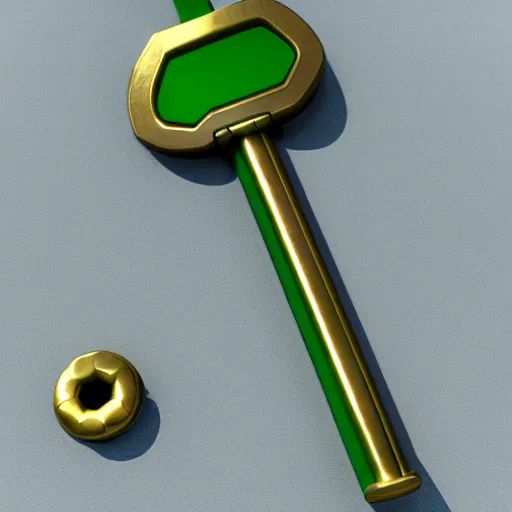 Prompt: a 3d game object of the metal key with large green diamond, icon, vray 4k render, on the white background, rpg game inventory item