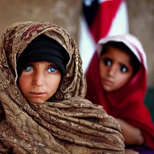 Image similar to photo of donald trump, afghan girl, award - winning photo by national geographic