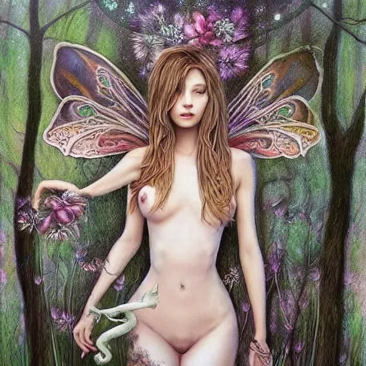 Image similar to “sensual fairy, highly detailed, painted, magical forest, by leesha hannigan”