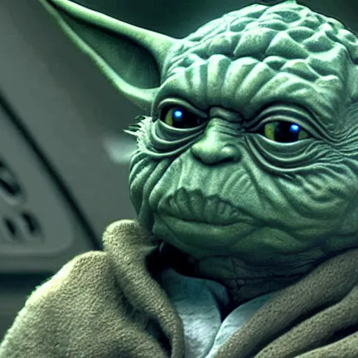 Prompt: film still of fractal yoda by giger in the new star wars movie 4 k