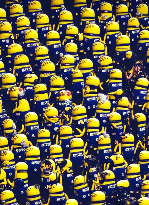 Image similar to hyperrealistic and heavy detailed balenciaga runway show of minions, leica sl 2 5 0 mm, vivid color, high quality, high textured, real life