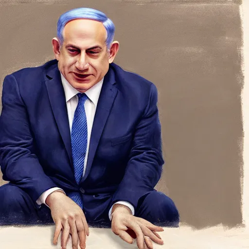 Image similar to benjamin netanyahu sitting in a toilet, photorealistic, studio