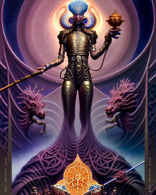 Image similar to the emperor tarot card, fantasy character portrait made of fractals, ultra realistic, wide angle, intricate details, the fifth element artifacts, highly detailed by peter mohrbacher, hajime sorayama, wayne barlowe, boris vallejo, aaron horkey, gaston bussiere, craig mullins