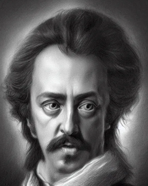 Image similar to pencil drawing of beautiful peter the great, hyper realistic face, in the style of greg rutkowski, fantasy, amazing detail, epic, elegant, smooth, sharp focus, from the front