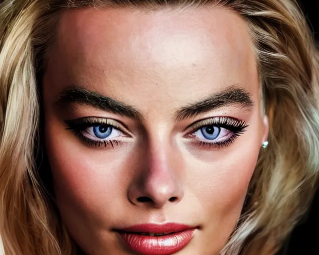 Image similar to a mix of margot robbie and jennifer hawkins, hyper realistic face, beautiful eyes, cinematic, long shot, hyper detailed, 8 5 mm photograph, 8 k resolution, film still, sharp lens, wide lens