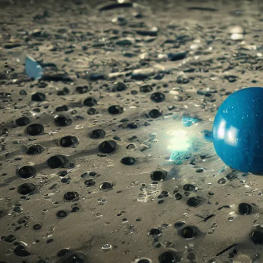 Prompt: An entire planet is inside a discarded plastic water bottle, razor shap, ultra detailed, concept art, 4k, octane, ue5