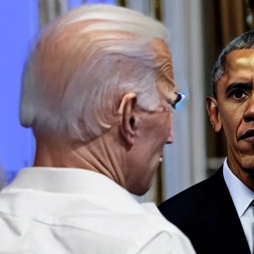 Prompt: joe biden looking at barack obama in the mirror