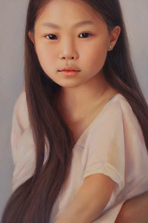 Image similar to beautiful clean oil painting portrait of face of a girl by huaishen j, detailed, stunning, realistic, skin color