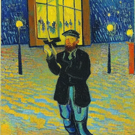 Image similar to Volodymyr Zelenskyy, van gogh painting