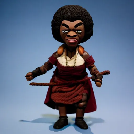 Image similar to maya angelou as kunta kinte, stop motion vinyl action figure, plastic, toy, butcher billy style