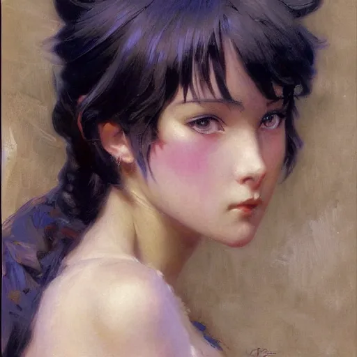 Image similar to detailed portrait of pouting anime girl, painting by gaston bussiere, craig mullins, j. c. leyendecker