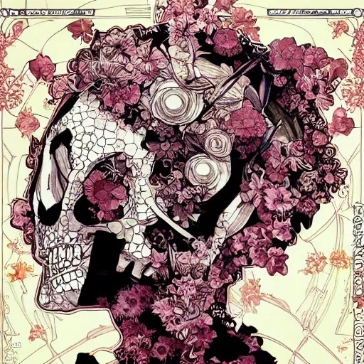 Image similar to anime manga skull portrait girl female skeleton illustration sunset artgerm comic Geof Darrow and Ashley wood and Ilya repin and alphonse mucha pop art nouveau