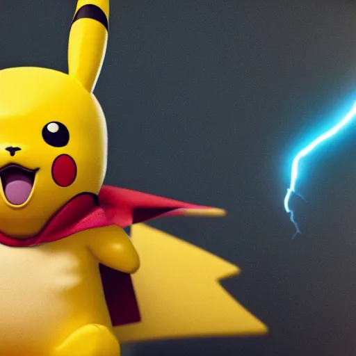 Prompt: a gorgeous Pikachu, superhero, hyperrealistic, trending artstation, octane render, 8k render, cinematic lightning