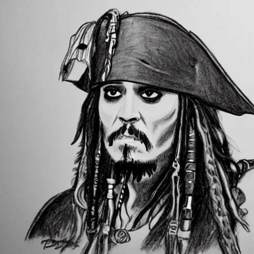 Image similar to jack sparrow a testifying in court. pencil court sketch. intricate. highly professionally detailed.