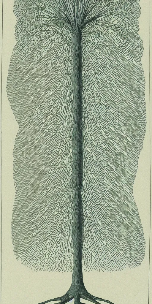 Prompt: detailed infographic by abbott fuller graves of a giant beautiful diatom tree