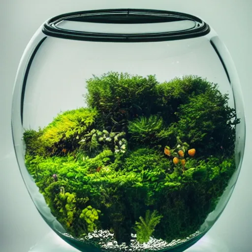 Prompt: a small forest inside a fishbowl