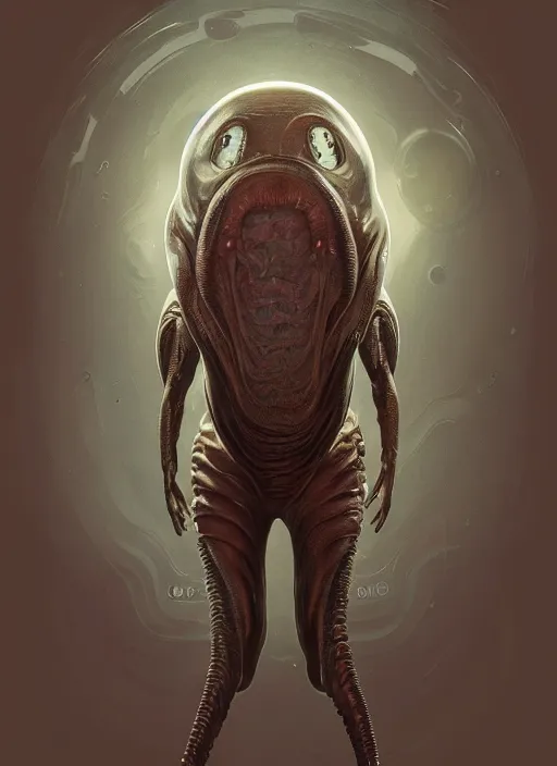 Image similar to full body picure of slimy mollusk as elon musk!!!, anthropomorphic character, drool, concept art, intricate, elegant, highly detailed, digital painting, artstation, wallpaper, smooth, sharp focus, illustration, art by giger and artgerm and greg rutkowski and alphonse mucha