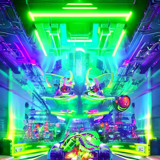 Image similar to robofrog cybercore disco rave. bright scene. fine detail. this 4 k hd image is trending on artstation, featured on behance, well - rendered, extra crisp, features intricate detail, epic composition and the style of unreal engine.