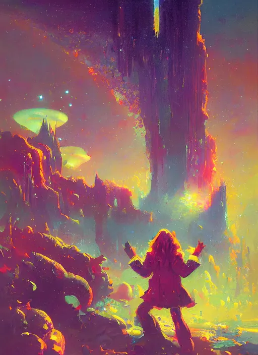 Image similar to surprise lady , by paul lehr, very beautiful , artstation