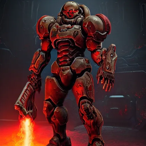 Image similar to doom slayer from doom eternal, photography