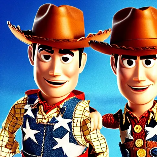 Prompt: brokeback mountain in the style of toy story