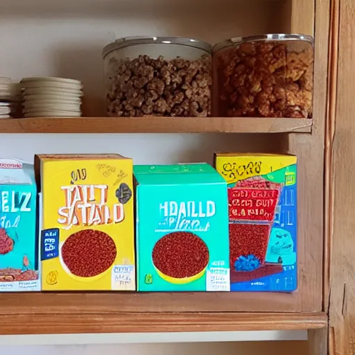 Image similar to box of handmaid's tale breakfast cereal on a shelf