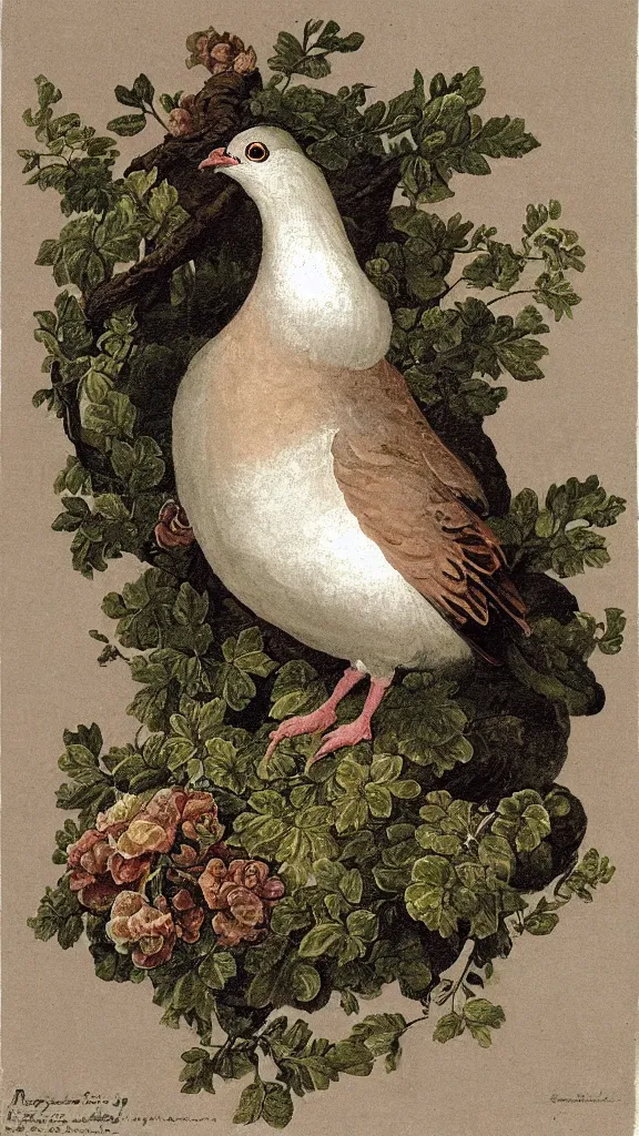 Image similar to rococo painting of a pigeon, y 2 k aesthetic, clip art