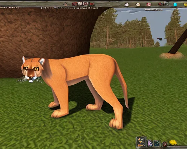 Prompt: mountain lion in old school runescape full screen