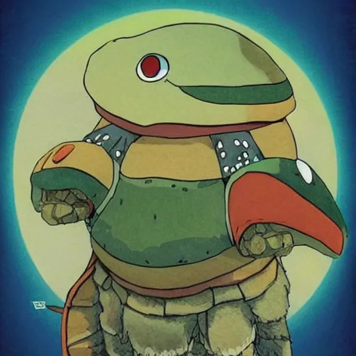 Image similar to anthropomorphic turtle hero by studio ghibli