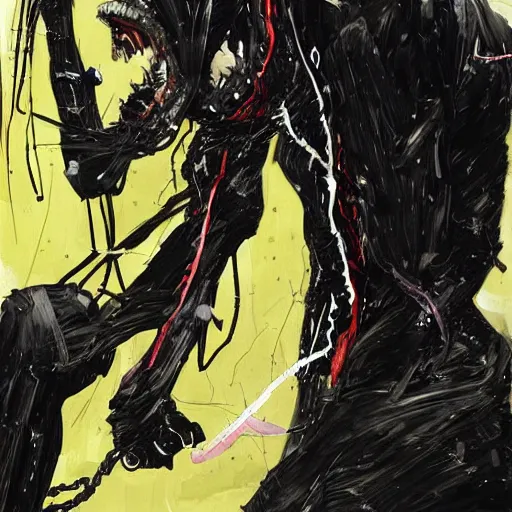 Prompt: a beautiful professional portrait of mc ride screaming in anger, painted by tsutomu nihei