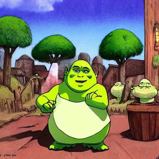 Prompt: cute Shrek by studio ghibli