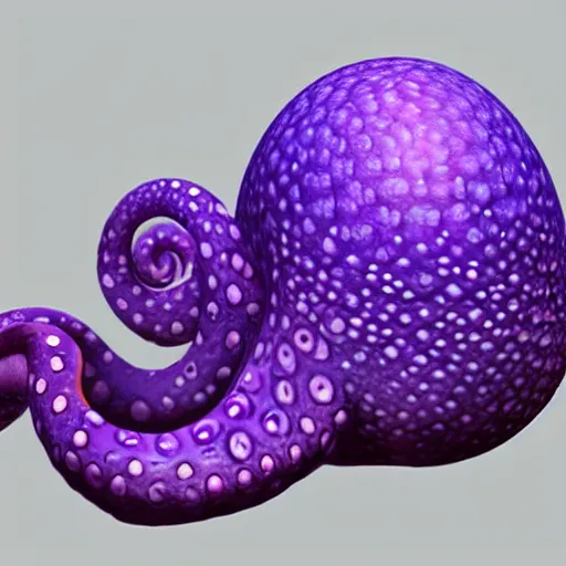 Image similar to a purple octopus egg hatching. digital art. ultra realistic. hd. 4 k