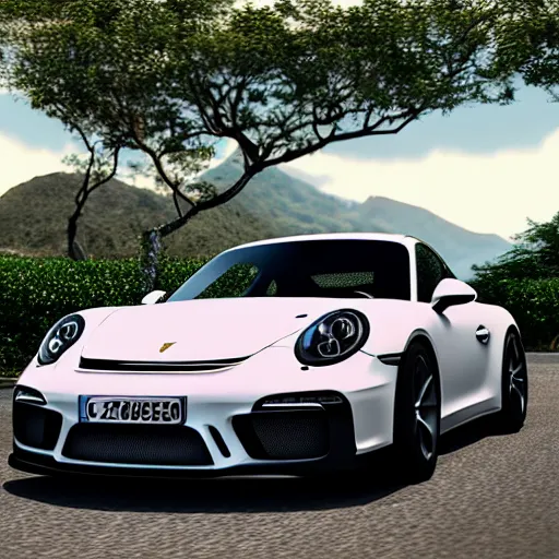 Prompt: porsche gt 3 in hawaii city, cinematic, 8 k, unreal engine 5