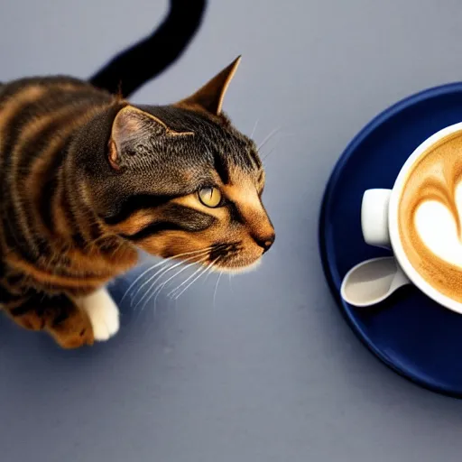 Prompt: good morning cat and coffee