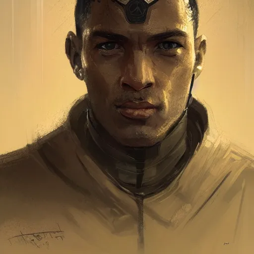 Image similar to portrait of a man by greg rutkowski, a soldier of the confederation of independent systems, wearing a beige and black tactical gear, star wars expanded universe, highly detailed portrait, digital painting, artstation, concept art, smooth, sharp foccus ilustration, artstation hq