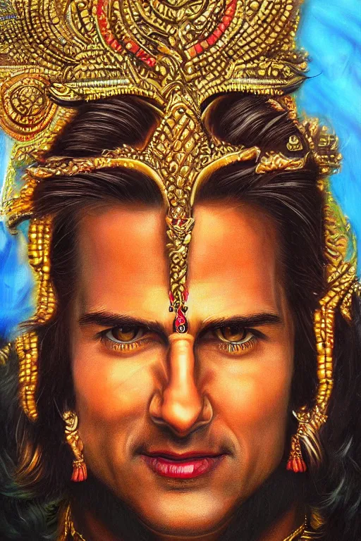 Image similar to hyperrealistic portrait of the Hindu God Vishnu, Tom Cruise Tom Cruise Tom Cruise