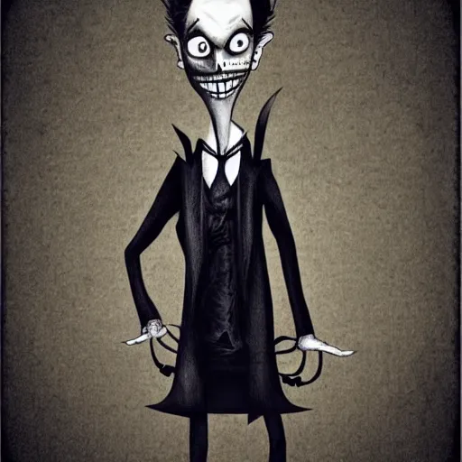 Prompt: man in the style of Tim Burton,
